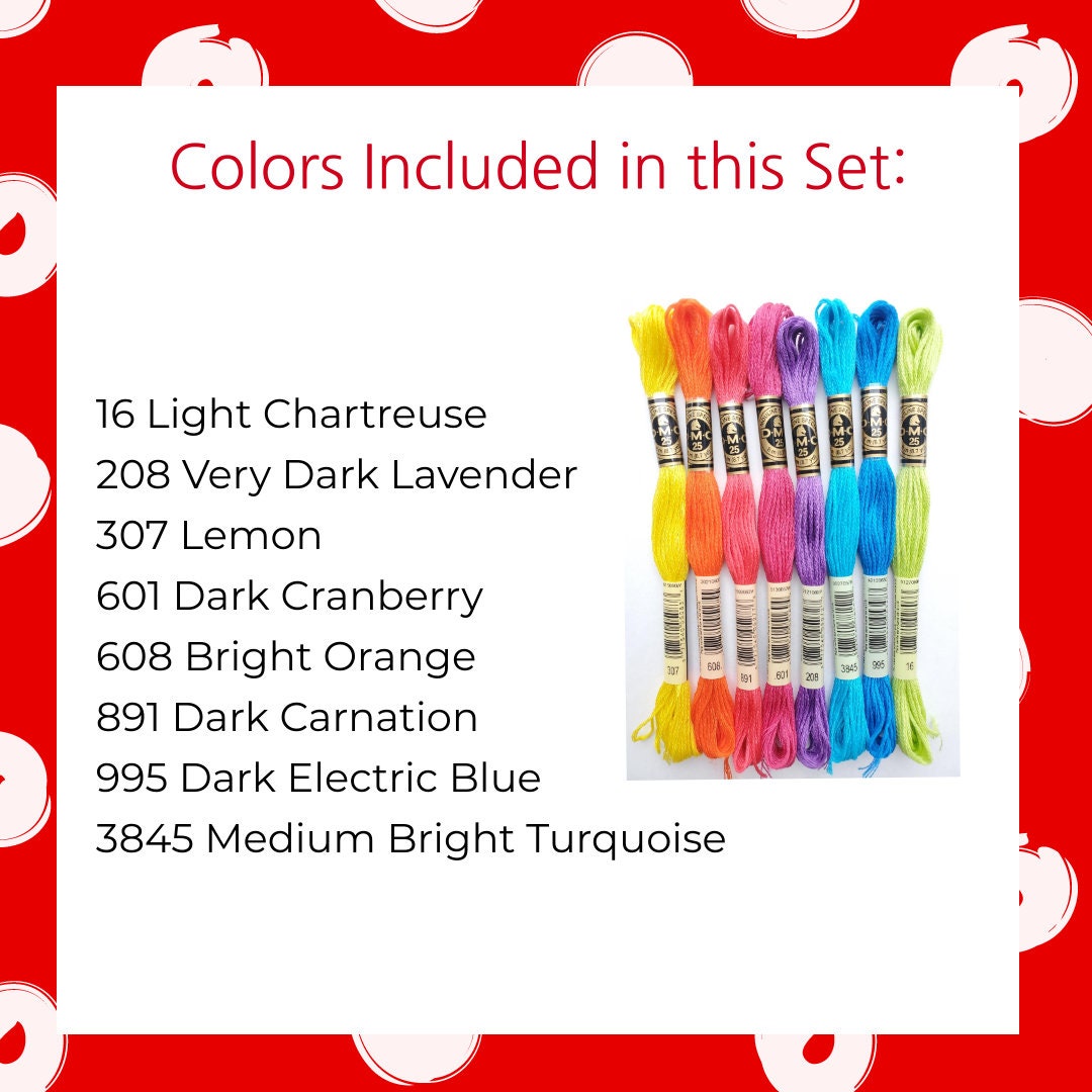 8x BRIGHT Colors DMC Flossesdmc Threads DMC Kitdmc Set of - Etsy ...