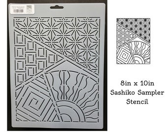 8in x 10in Sashiko Sampler Stencil- Plastic Sashiko Stencil