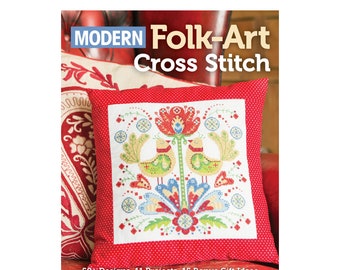 Book: "Modern Folk Art Cross Stitch - 50 Designs, 11 Projects, 15 Bonus Gift Ideas", Cross Stitch Book, Cross Stitch Pattern, Folk Art