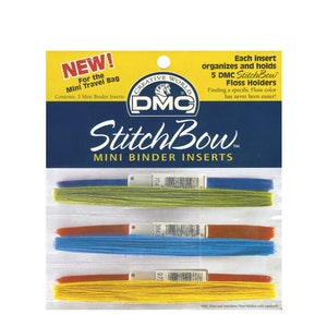 3x DMC StitchBow Mini Binder Inserts (Holds 15 floss holders in total), DMC StitchBow Mini Needlework Travel Bag Inserts, Floss Storage,