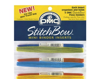 3 insertos DMC StitchBow Mini Binder (con capacidad para 15 portahilos en total), insertos DMC StitchBow Mini Needlework Travel Bag, almacenamiento de hilo,