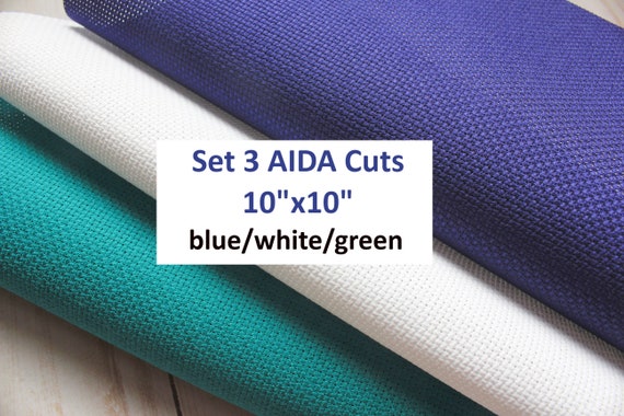 Set 3 AIDA Fabric Cut, 10 X 10, AIDA 14 Count, , Cross Stitch Fabric,  Fabric to Stitch, Needlepoint Fabric, AIDA Fabric 14 Count, 14 Ct 