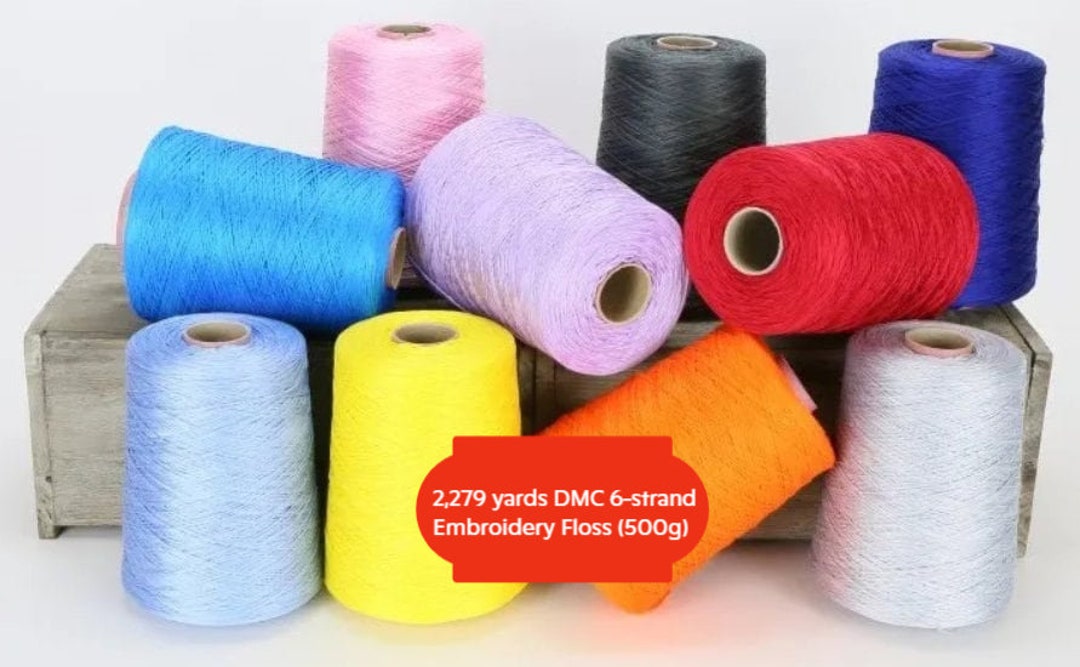2,279 Yards DMC 6strand Embroidery Floss 500g DMC Flosses Cones, Six