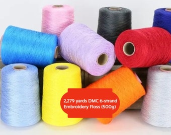 2,279 yards DMC 6-strand Embroidery Floss (500g) DMC Flosses Cones, Six Stranded Cotton Thread, Cross Stitch Floss, Embroidery Floss