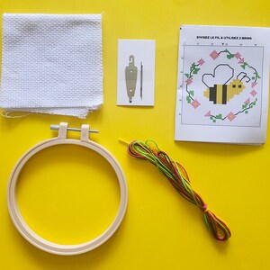 Cross Stitch Kit Bee 5 inches/ Physical Pattern/ Cross Stitch Project/  Embroidery Kit/ Kids Cross Stitch Kit/ Bee Cross Stitch