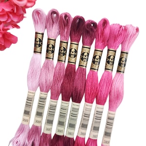 8 hilos DMC rosas, hilos DMC, kit DMC, juego de colores DMC, hilo de algodón DMC, hilo de bordar DMC, PinkThreads, hilo para punto de cruz