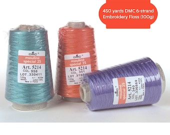 450 yards DMC 6-strand Embroidery Floss (100g) DMC Flosses Cones, Six Stranded Cotton Thread, Cross Stitch Floss, Embroidery Floss