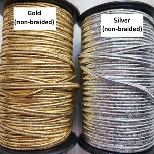 5 jardas de cordão soutache dourado ou prateado de 3 mm imagem 6