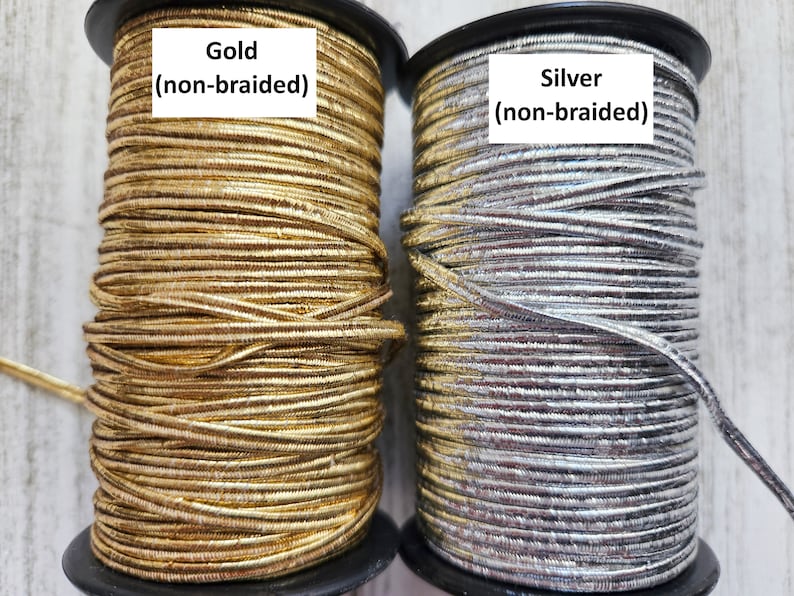 5 jardas de cordão soutache dourado ou prateado de 3 mm imagem 6
