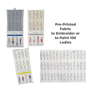 May include: Three packages of white fabric with black outlines of 100 women printed on them. The fabric is pre-printed for embroidery or painting. The text on the packages reads "100 ネエサン".