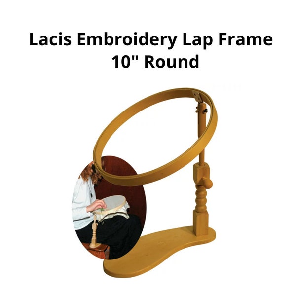 Lacis Embroidery Lap Frame Sit On Style 10" Round/ Embroidery Sitting Stand/ Support for Hoop/ Hoop Holder/ Cross Stitch Hoop Support