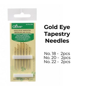 Clover Tapestry Gold Eye Needles Assorted Sizes 18-22 6ct/ Clover Needles/ Hand Embroidery Needles,/ Gold Needle/ Cross Stitch Needles