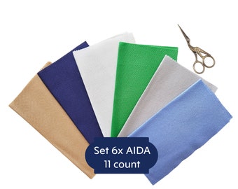Set 6x 11 count AIDA Fabric Cut 10 " x 10"/ AIDA 11 count/ Cross Stitch Fabric/ Fabric to Stitch/ Needlepoint Fabric/ AIDA Cloth Fabric