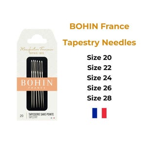 Bohin タペストリー針 サイズ 16/20/22/24/26/28 クロスステッチ針、ニードルポイント針、Bohin フランス針