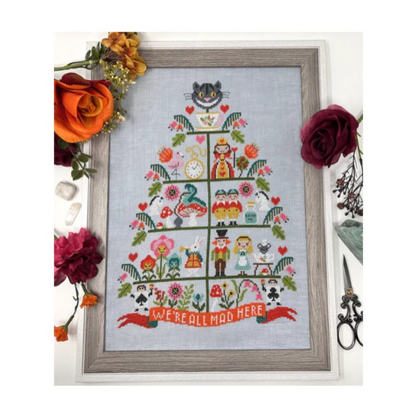 Cross Stitch Pattern "Alice in Wonderland Tree" by Tiny Modernist, Christmas Cross Stitch Designs, Counted Cross Stitch Project