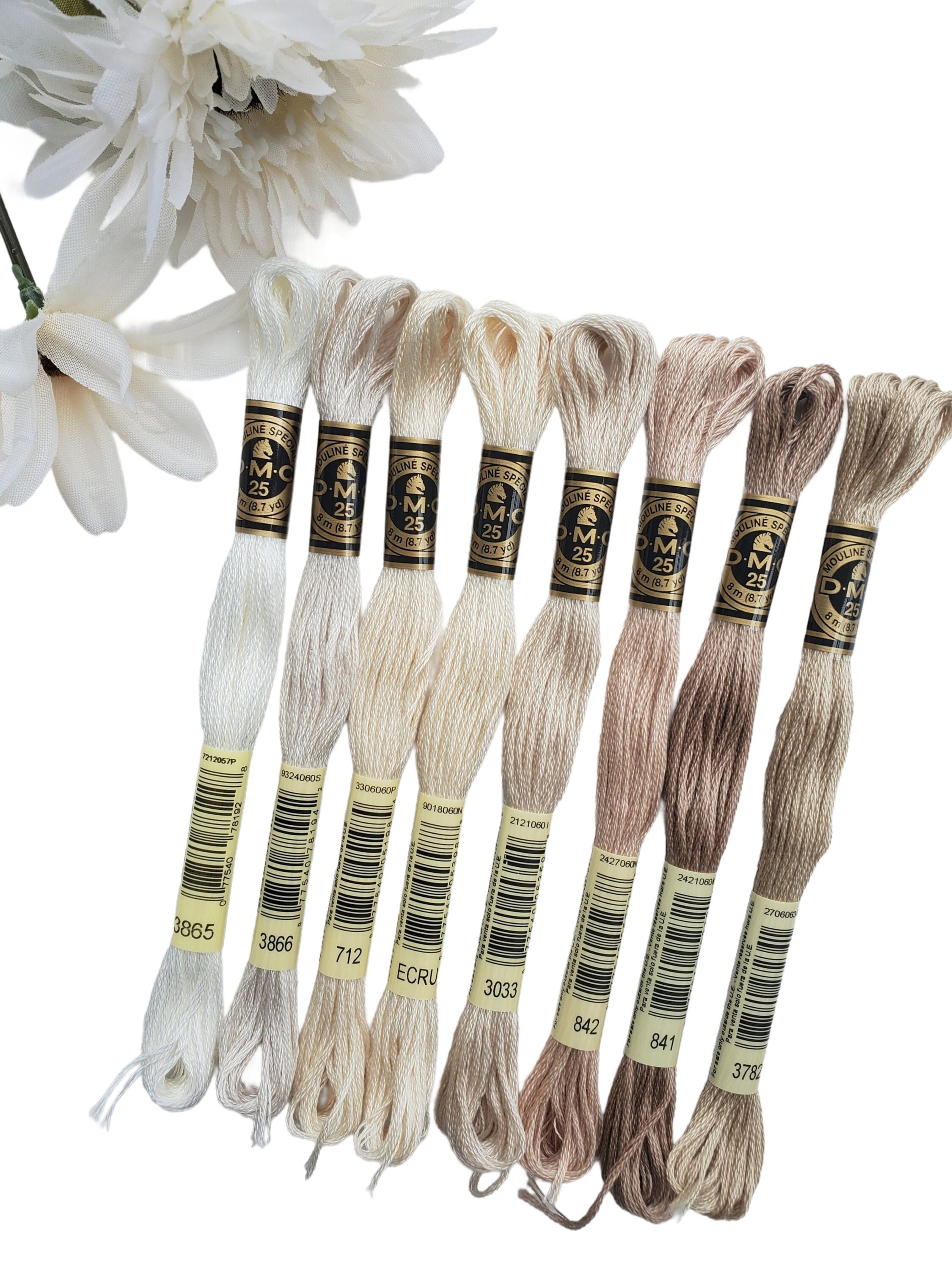 8x Brown/cream DMC Flosses, Dmc Threads, DMC Kit, Dmc Set of