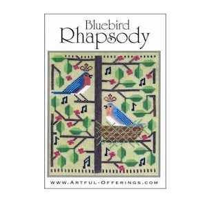 Kruissteekpatroon &quot;Bluebird Rhapsody&quot; van Artful Offerings, fysiek patroon (geen pdf), kruissteekproject, kruissteekpatroon vogels