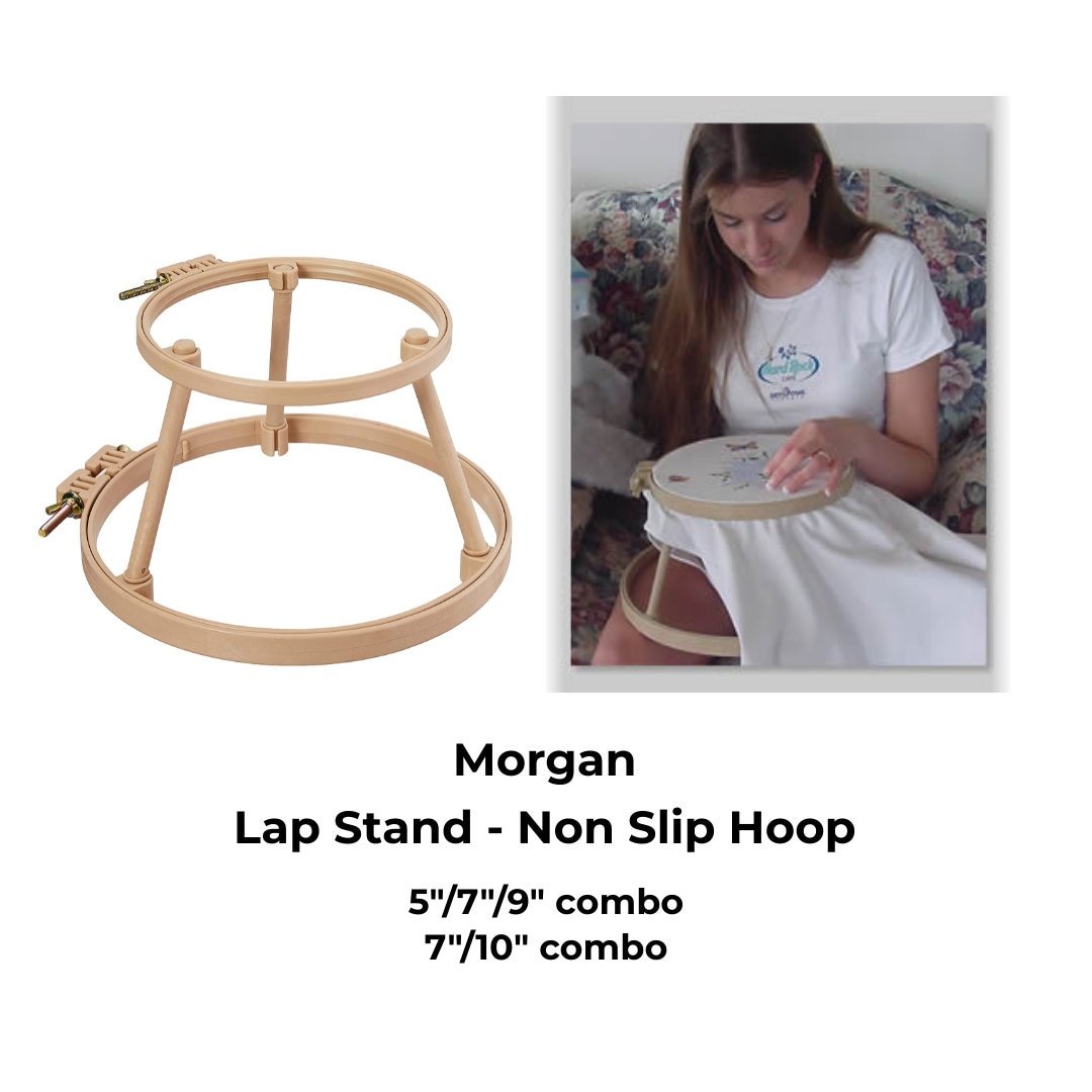 Morgan Lap Stand Combo 7" & 9" Hoops No-slip Strong Smooth Durable Plastic Embroidery Point Cross Stitch Rug Punch Needle Made In USA