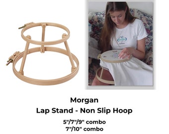 Morgan Lap Stand Combo Hoops, No Slip Embroidery Hoop, Morgan Hoop, Hoop For Punch Needle, Hoop for Needlework, Lap Stand Embroidery