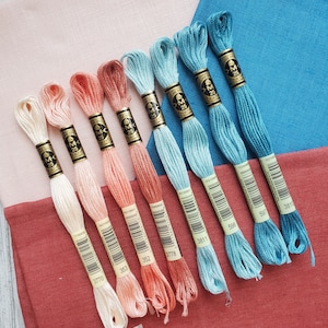 8x Coral /Turquoise DMC Flosses,Dmc Threads, DMC Kit,Dmc Set of Colors,Dmc Cotton Floss,Dmc Embroidery Floss,Teal Threads,Cross Stitch Floss