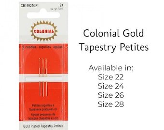 Gold Plated Tapestry Petites Needles - Pack with 3 Needles by Colonial - Available in Sizes 22, 24, 26, 28