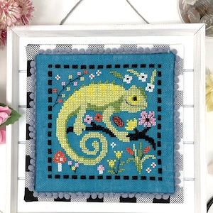Cross Stitch Pattern &quot;Karma Chameleon&quot; by Tiny Modernist, Physical Pattern, Cross Stitch Designs, Cross Stitch Project, Animal Cross Stitch