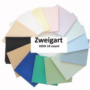 14 count AIDA by ZWEIGART - Available in 18&quot; x 21&quot; or 36&quot; x 42&quot; - 46 Colors Available /Fabric to Cross Stitch/ AIDA Cloth/ Color Aida