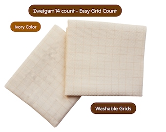 Tela a cuadros Zweigart de 14 ct Easy Count - Color marfil - AIDA lavable
