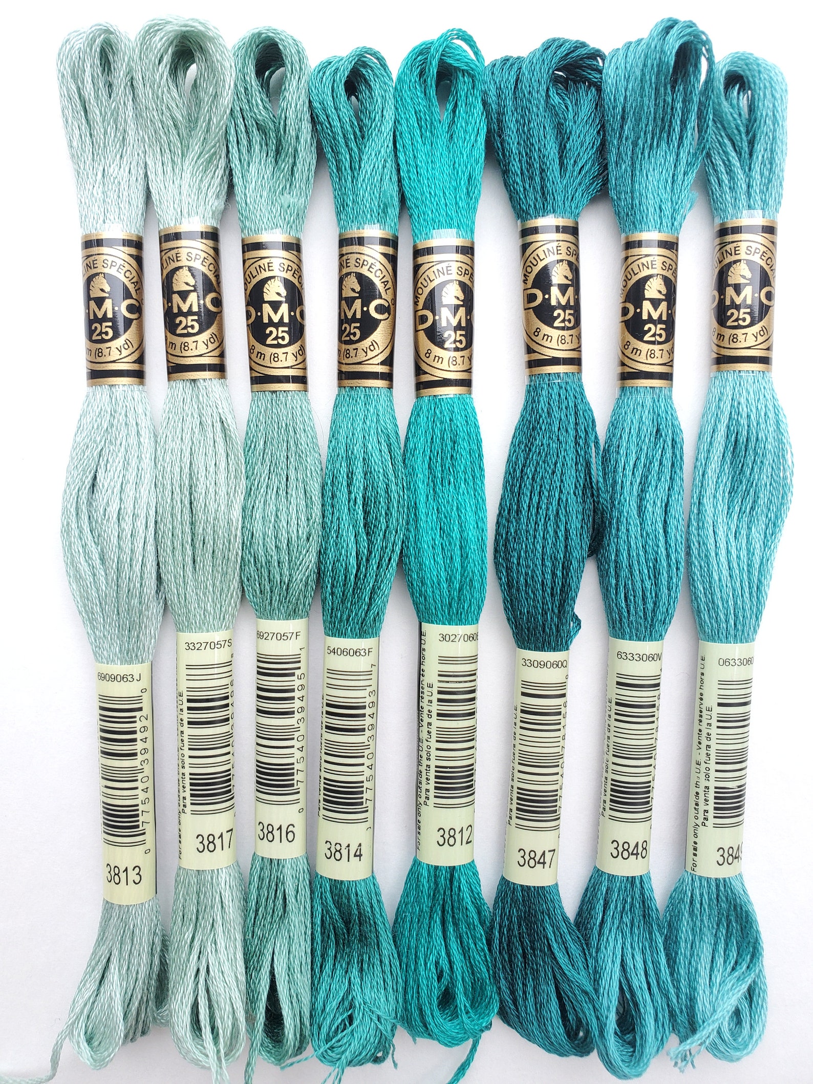 8x Teal DMC Flosses Dmc Threads DMC Kit Dmc Set of Colors Etsy