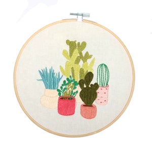 DIY Kit Embroidery Cactus,  Kit to Embroidery, Kit Succulents, Embroidery Kit, Sewing Gift, Embroidery Pattern, Beginner Embroidery, Cactus