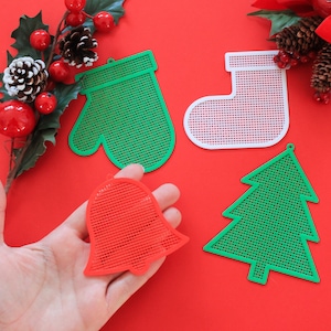 Bioplastic Ornament to Cross Stitch, DIY Ornaments, DIY Christmas Ornament, Needlepoint Ornament, Sustainable Gift, Plastic Canvas