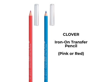 CLOVER Iron-On Transfer Pencil Blue (5005) or Red (5004), Quilting Pencil, Sewing Marking Pencil, Iron Erasable Marker, Quilt Marker