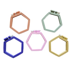 Hexagonal Prism Embroidery Hoop 3 3/4"(9.5cm) inner - Available in 5 Colors