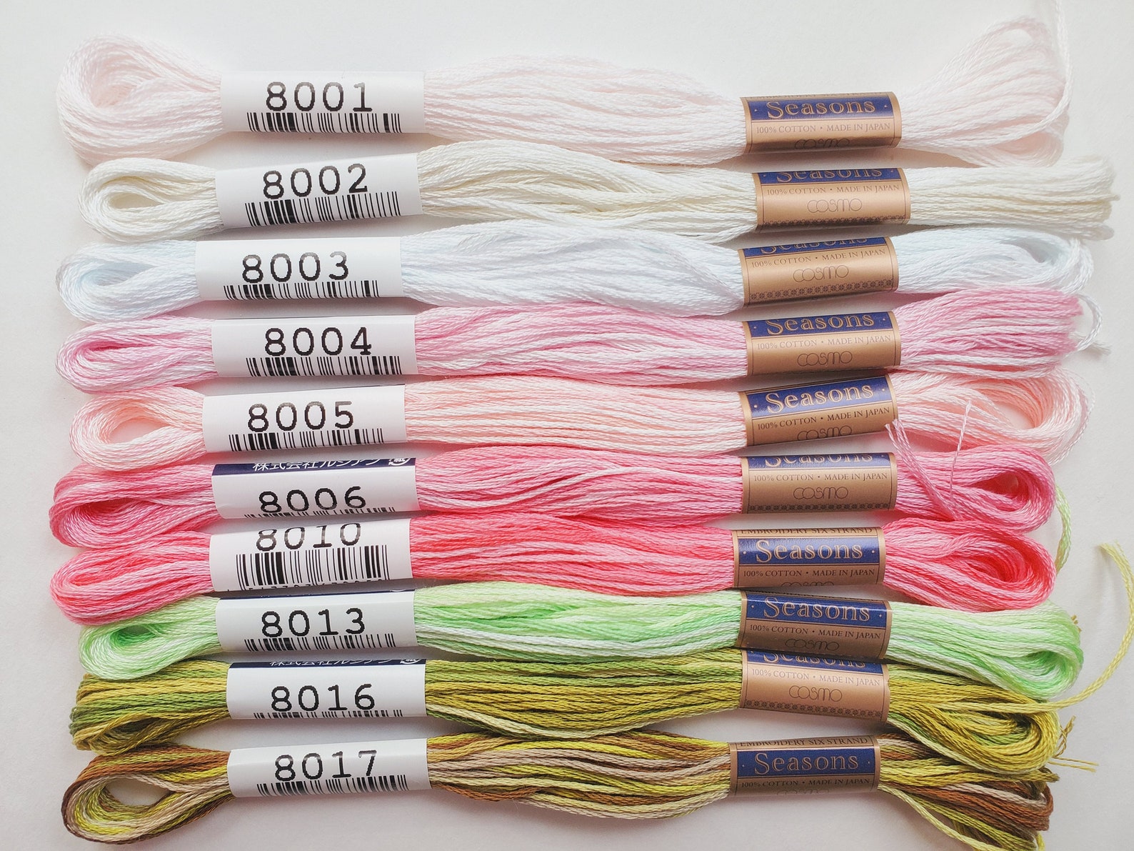 Cosmo Seasons Embroidery Floss Color Chart