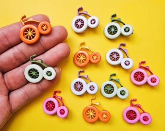 Pack 12x Bicycles Buttons made of Plastic/ Bicycles Embellishments/ Bicycles Buttons for Scrapbooking/Bike Buttons