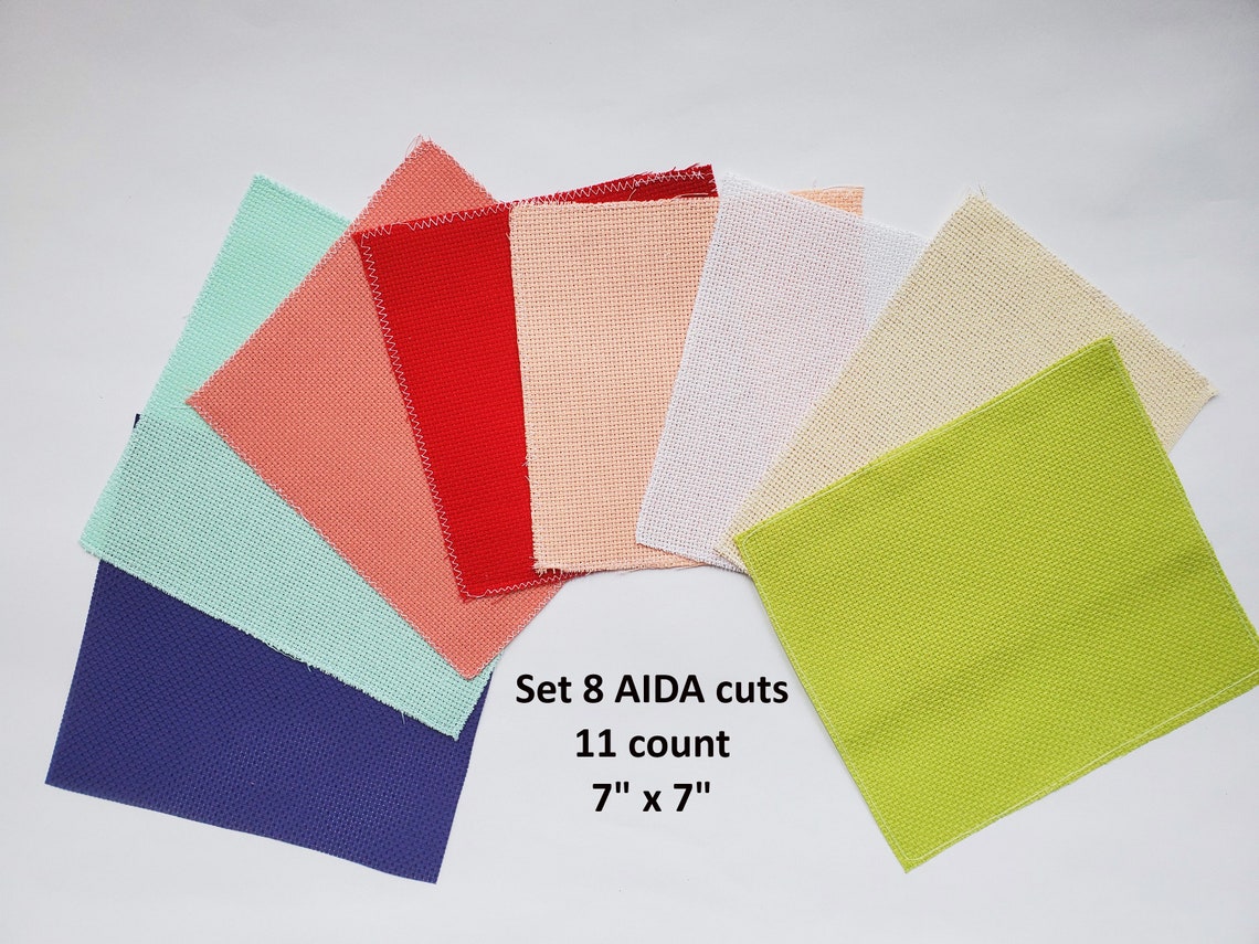 Set 8 AIDA Fabric Cut 7 X 7 AIDA 11 Count Cross Etsy UK