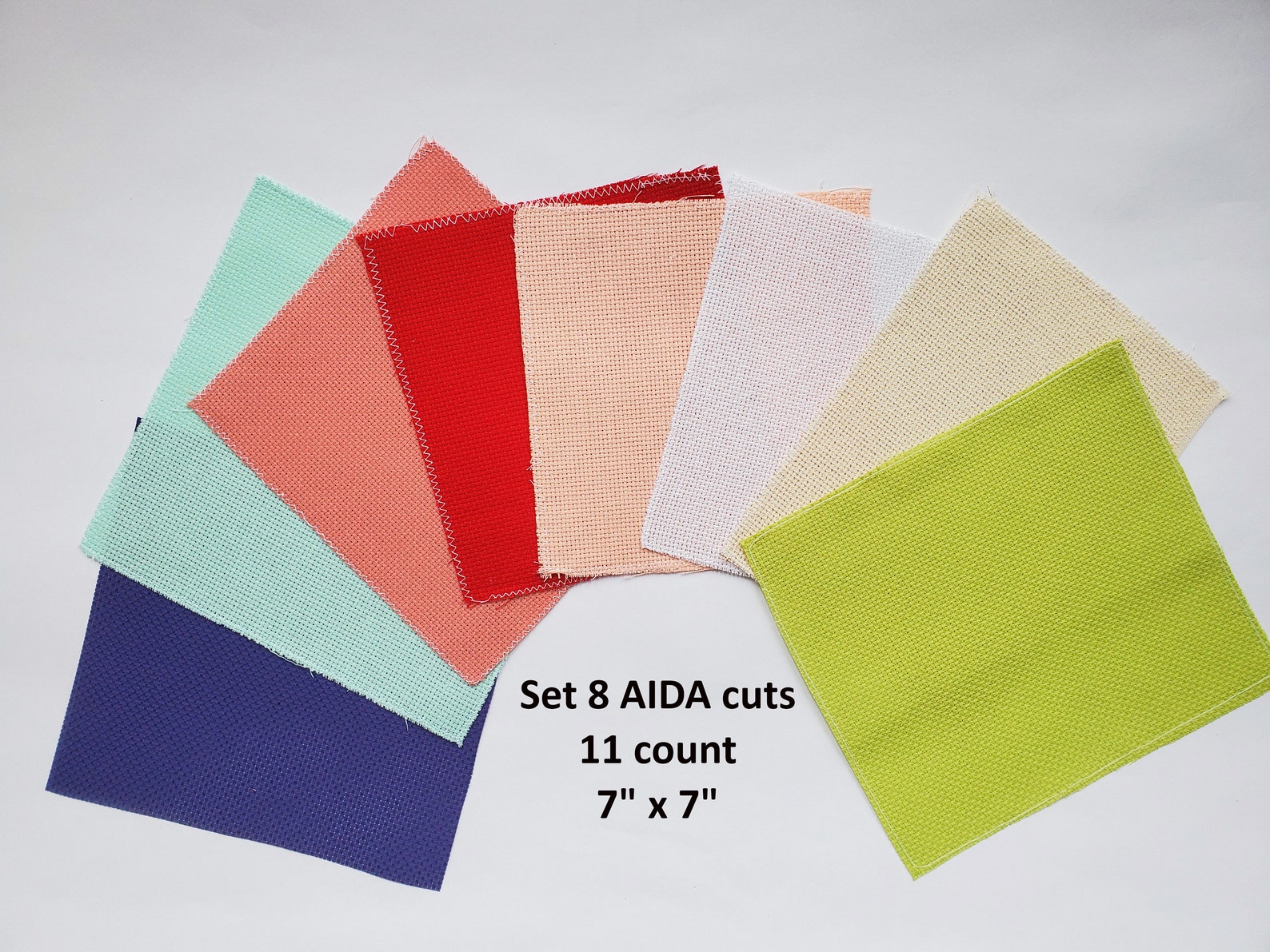 Set 8 AIDA Fabric Cut 7 X 7 AIDA 11 Count Cross Etsy UK