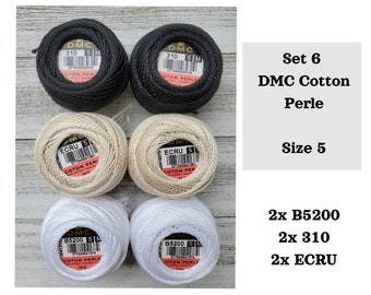 6x DMC Ball Perle Cotton Size 5 - Art. 116, Perle Cotton Floss, Quilting Floss,Perle Thread, Pearl Cotton Floss,Ball Floss,Needlework Thread