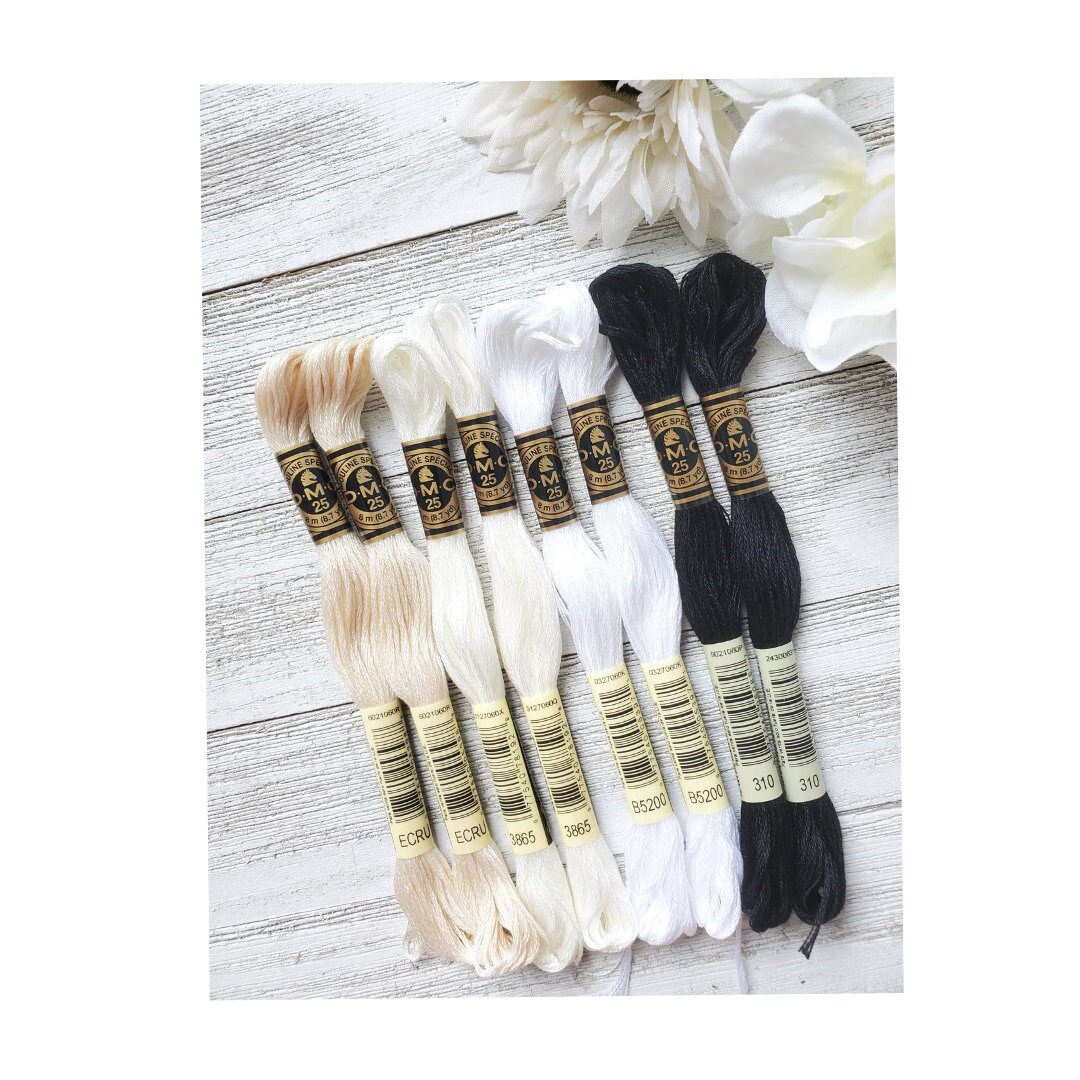 8x Black and White DMC Flosses,dmc Threads, DMC Kit, Dmc Set of Colors