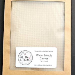 Water Soluble Canvas Sheet in 14 Stitch Count - Pack 1 Sheet 8in x 8 3/4in (20x22cm) image 3