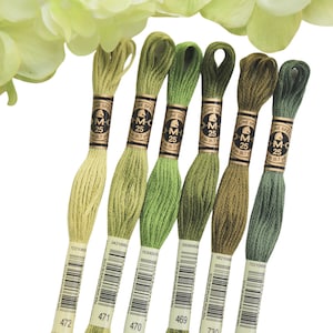 6x Olive Green DMC Flosses, Dmc Threads, DMC Kit, Dmc Set of Colors, Dmc Cotton Floss, Dmc Embroidery Floss,Green Threads,Cross Stitch Floss