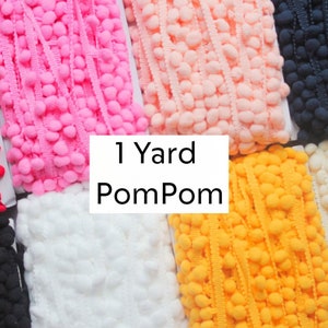 1 Yard Pom Pom Trim, Small Pom Pom Trim, Pom Pom Fringe, Bobble Trim, Bobble Fringe, Pom Pom Garland, PomPom Trim