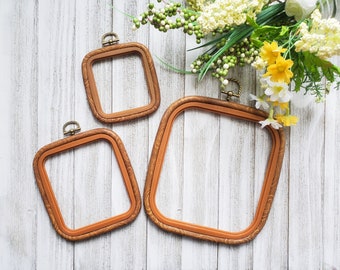 Bastidor de bordado cuadrado, bastidor de imitación de madera, bastidor de punto de cruz, bastidor flexible para bordado a mano, bastidor de punto de cruz, expositor de bordados