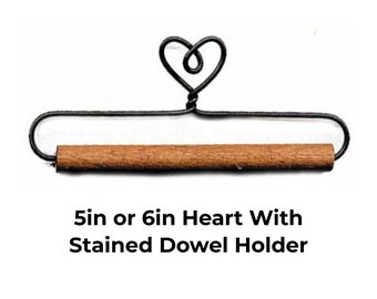 5in or 6in Heart With Stained Dowel Holder by Ackfeld / Hangers and Holds for Needlepoint/ Needlepoint Display/ Cross Stitch Display