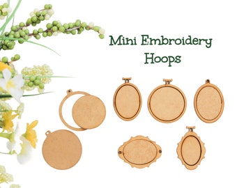 Mini Wooden Embroidery Hoop with Backing, Jewelry Pendants