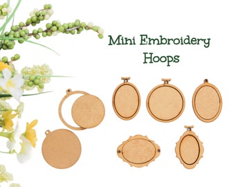 1x Mini Embroidery Hoop with Backing, Small Hoops, Small Hoops for Necklaces, Mini Hoops Pendants, Mini Round Wooden Hoop