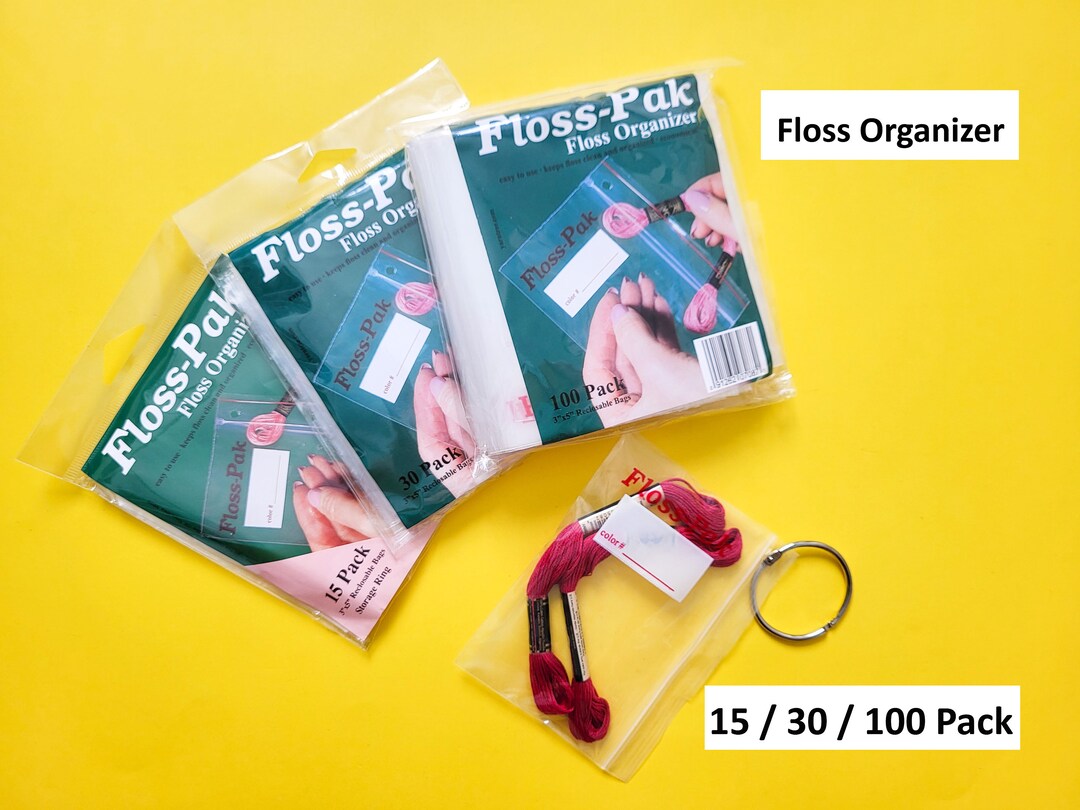 Pack 15 / 30 / 100 Floss Organizer Flosspak, Threads Organizer, Storage for Floss, Floss Packs