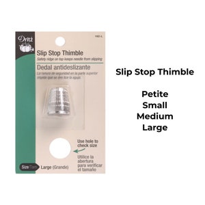 Dritz Slip Stop Thimble (Petite/Small/Medium/Large), Thimbles, Metal Thimble, Thimble for Sewing, Thimble for Needlepoint, Embroidery