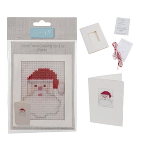Kit de cartes de voeux « Père Noël » au point de croix par Trimits/ Carte de Noël au point de croix/ Broderie de Noël/ DIY cartes de Noël/ Kit de point de croix