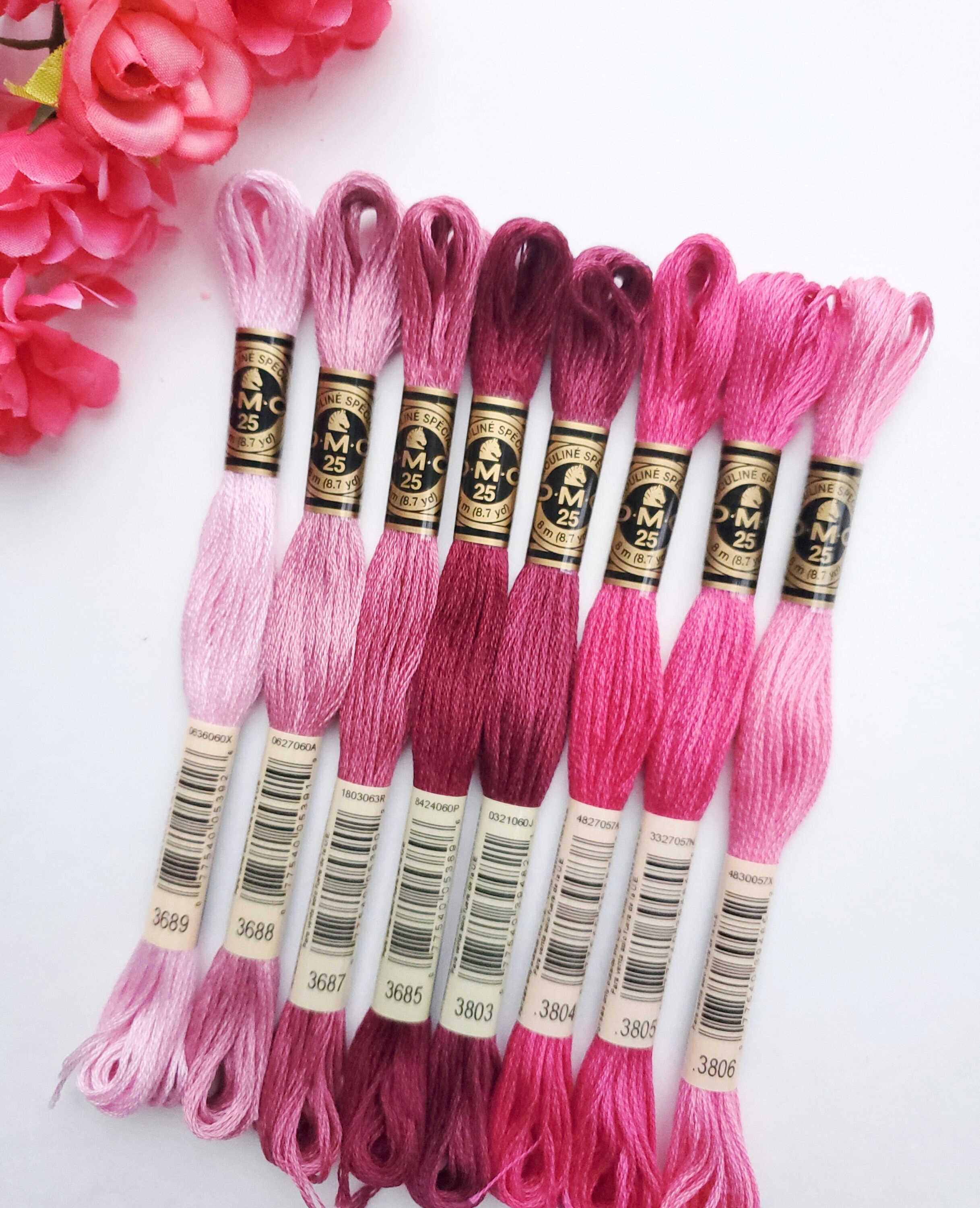 8x Pink DMC Flosses Dmc Threads DMC Kit Dmc Set of Colors Etsy